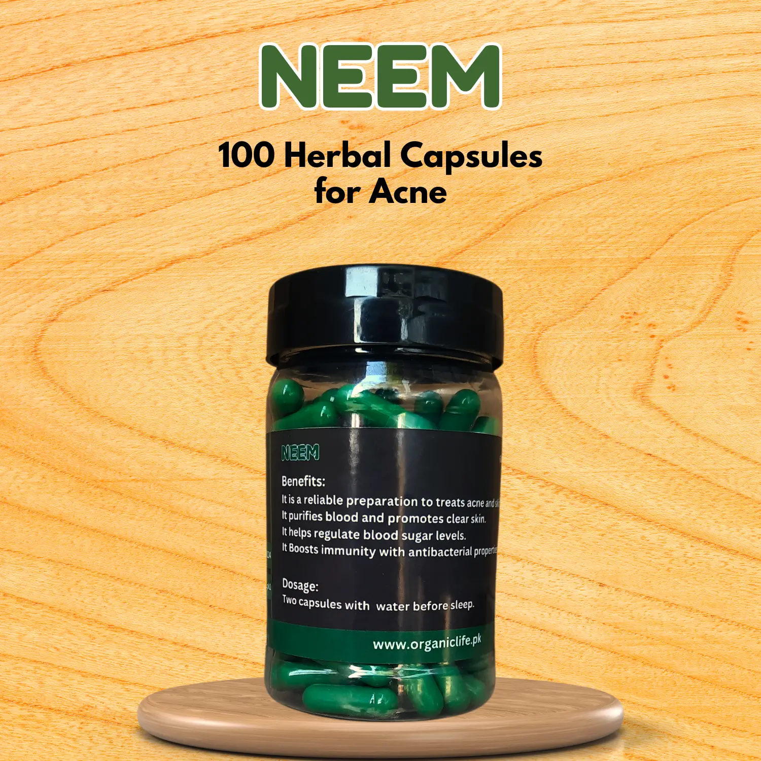 Neem Herbal Capsules — Natural Solution for Acne & Skin Health-100 Capsules - Image 3
