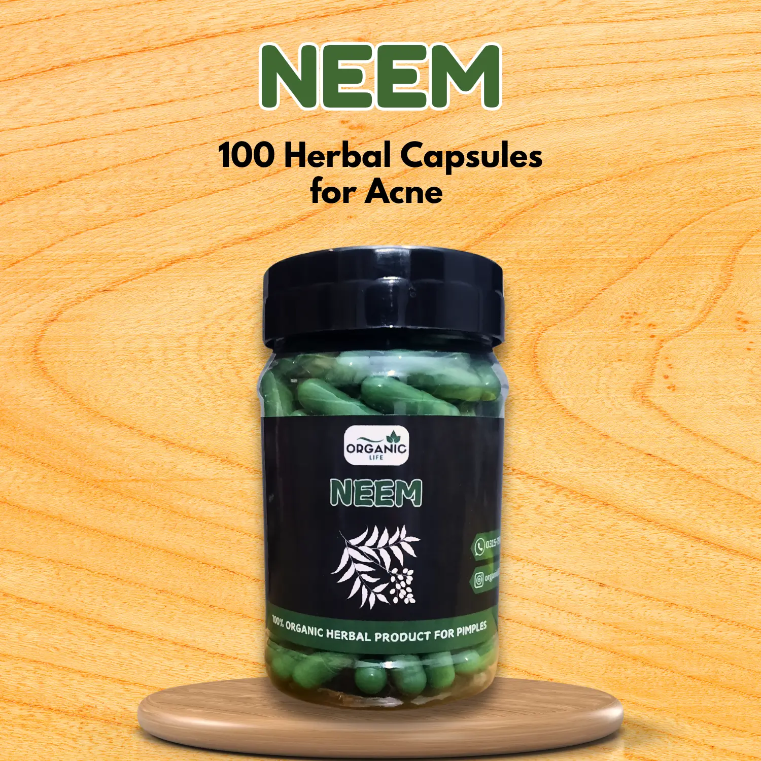 Neem Herbal Capsules — Natural Solution for Acne & Skin Health-100 Capsules - Image 2